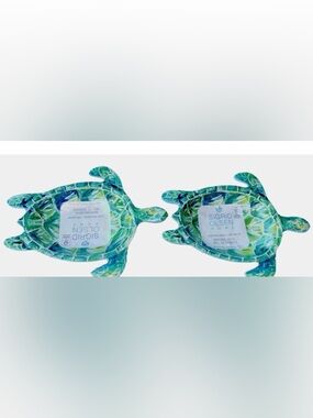 New Set Of 2 SIGRID OLSEN Coastal SEA TURTLE Appetizer Dipping Bowls MELAMINE